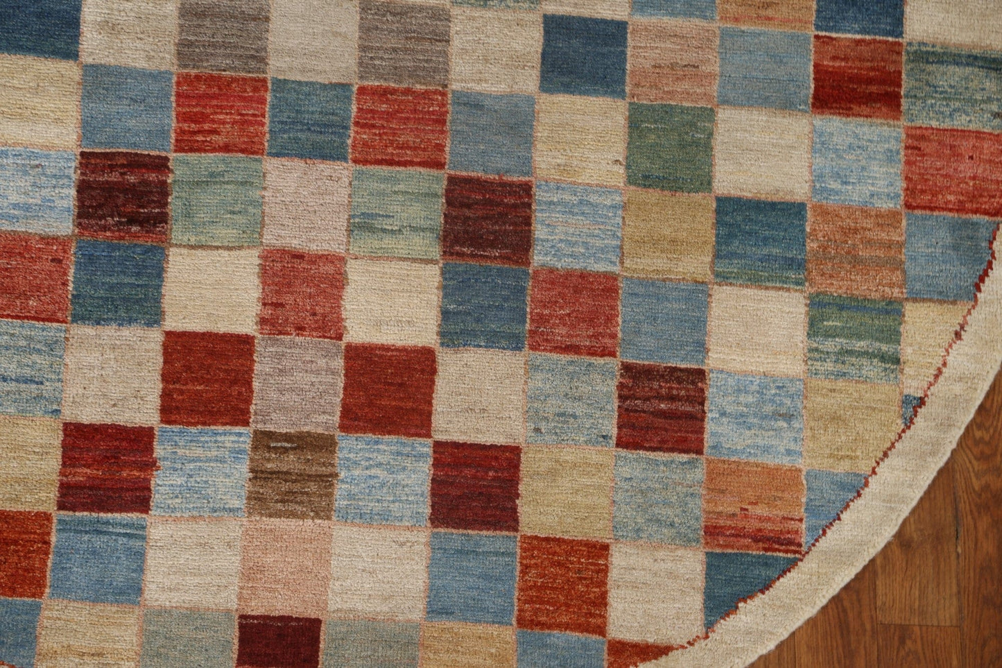 Checkered Gabbeh Round Area Rug 5x5