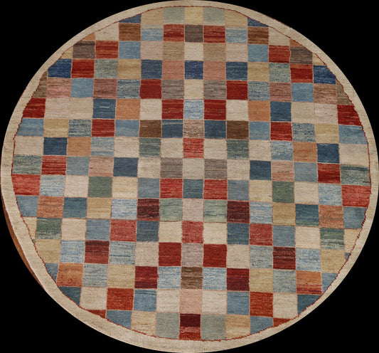 Checkered Gabbeh Round Area Rug 5x5