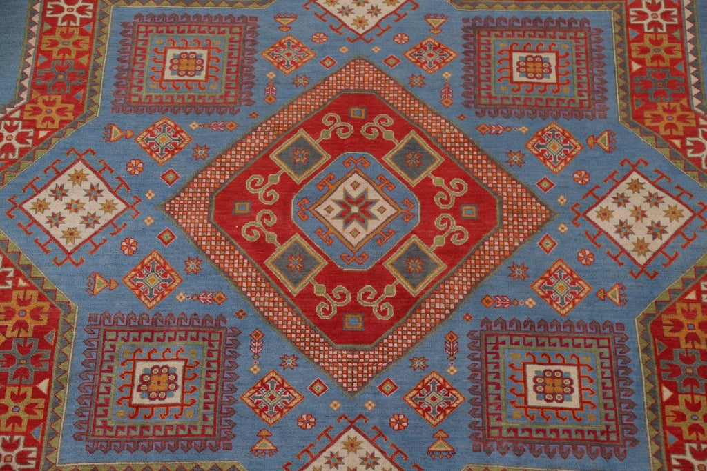 Blue Vegetable Dye Kazak Round Area Rug 10x10