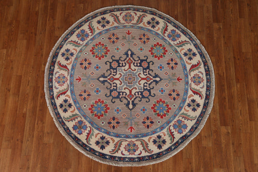 Geometric Kazak Round Area Rug 5x5