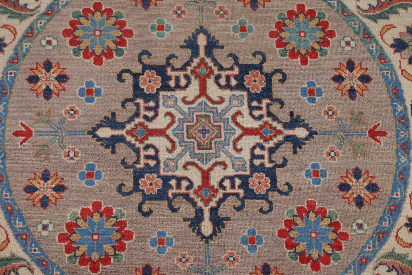 Geometric Kazak Round Area Rug 5x5