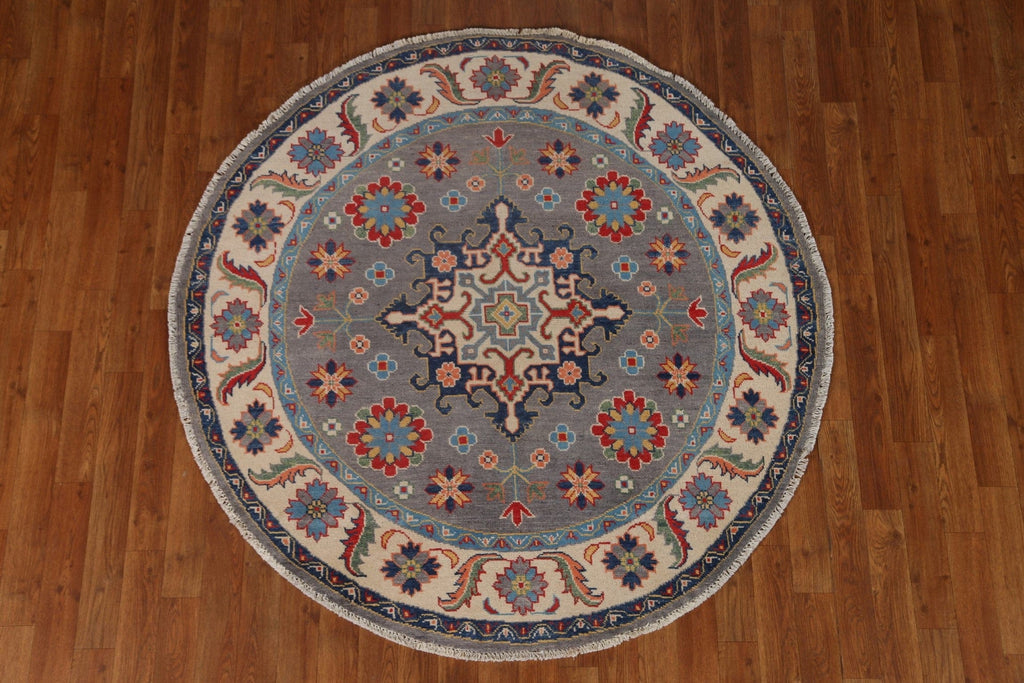 Geometric Kazak Round Area Rug 5x5