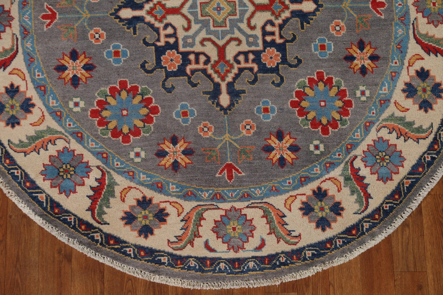 Geometric Kazak Round Area Rug 5x5