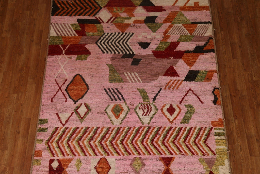 Pink Wool Moroccan Area Rug 6x8