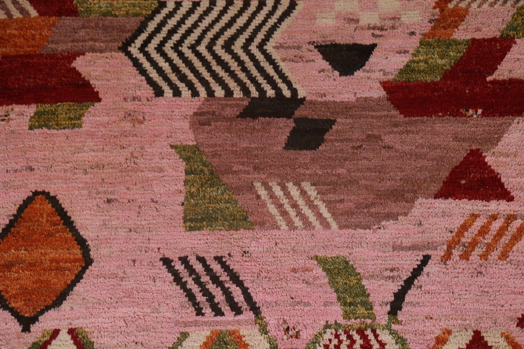 Pink Wool Moroccan Area Rug 6x8