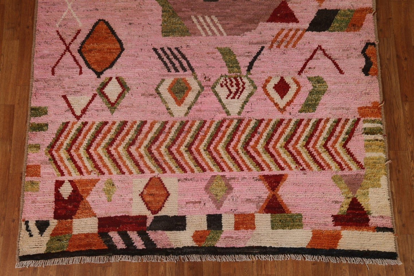 Pink Wool Moroccan Area Rug 6x8