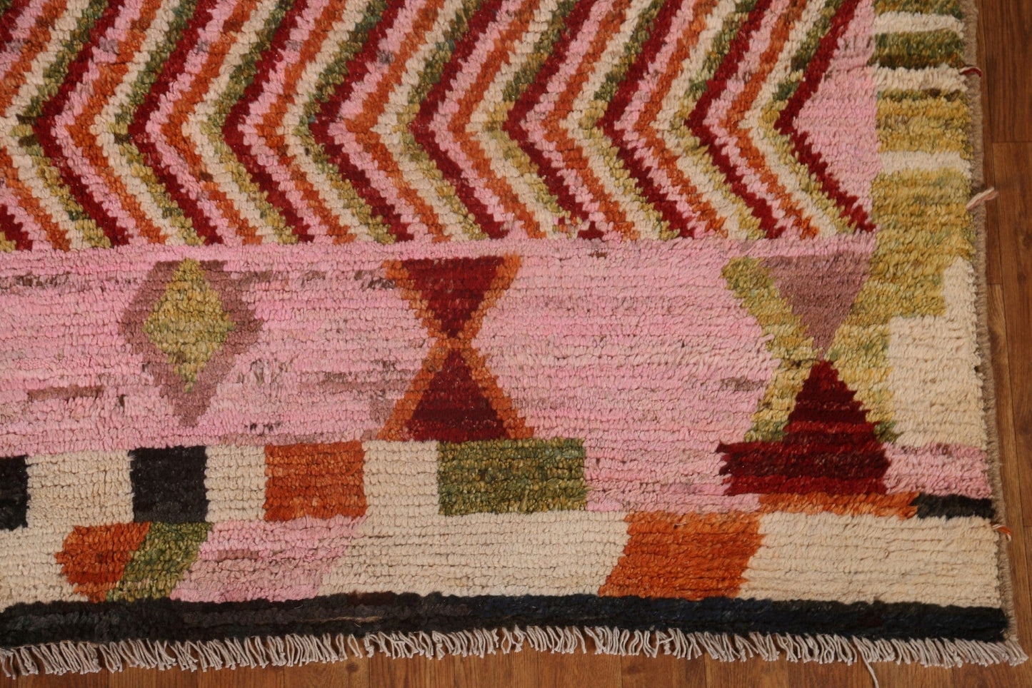 Pink Wool Moroccan Area Rug 6x8