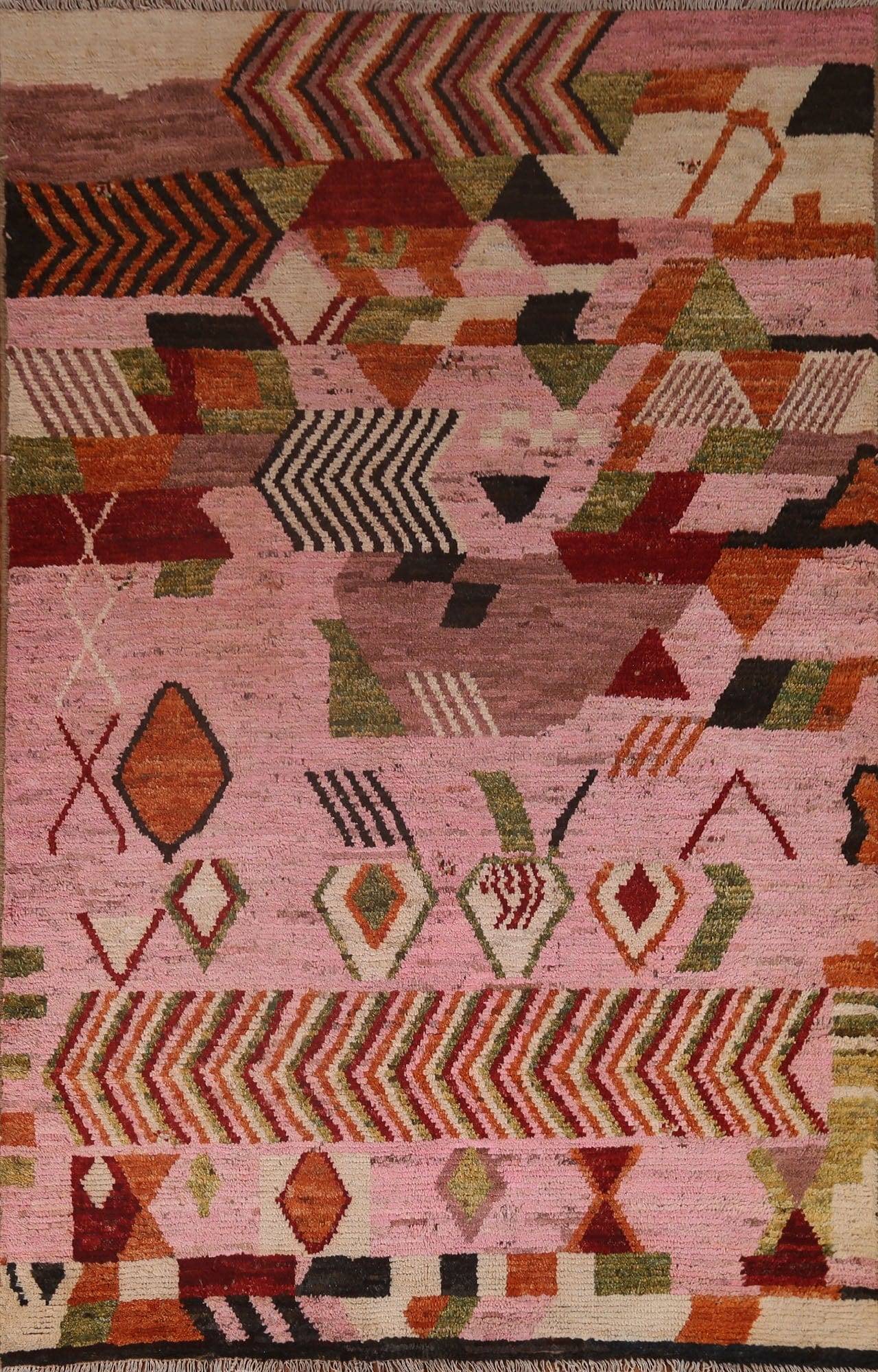 Pink Wool Moroccan Area Rug 6x8