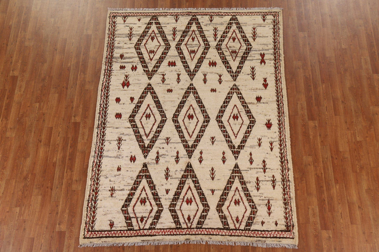 Geometric Wool Moroccan Area Rug 6x8