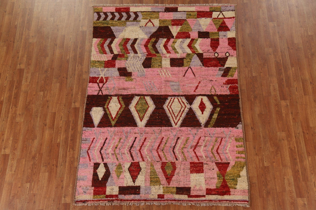 Geometric Wool Moroccan Area Rug 5x8