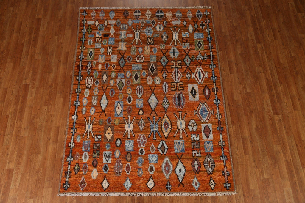 Orange Moroccan Wool Area Rug 6x8