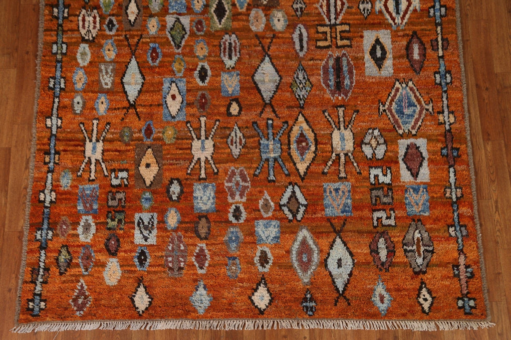 Orange Moroccan Wool Area Rug 6x8