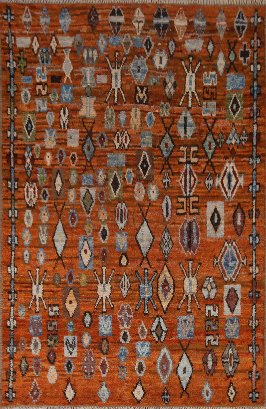 Orange Moroccan Wool Area Rug 6x8