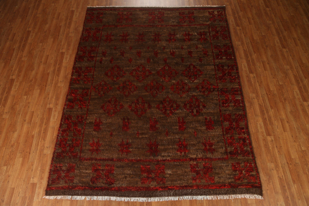 Wool Brown Moroccan Berber Area Rug 8x11