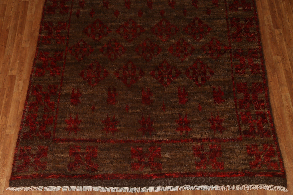 Wool Brown Moroccan Berber Area Rug 8x11