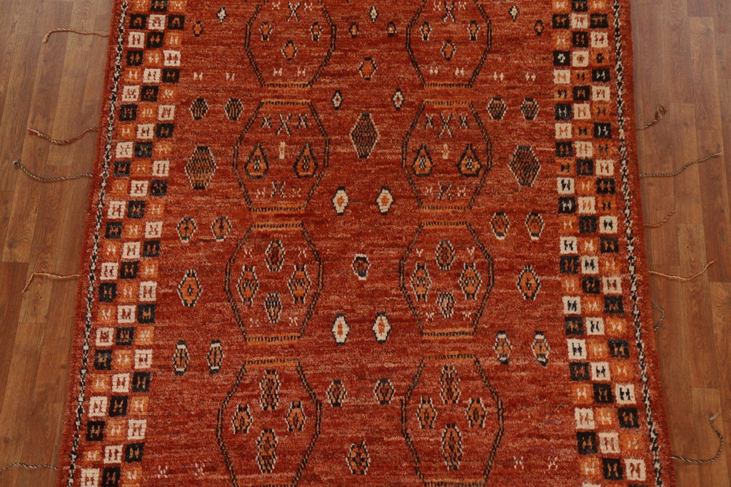 Orange Moroccan Tribal Wool Area Rug 6x8