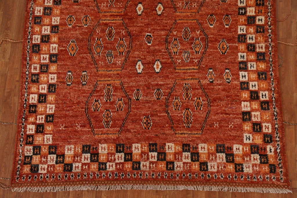 Orange Moroccan Tribal Wool Area Rug 6x8