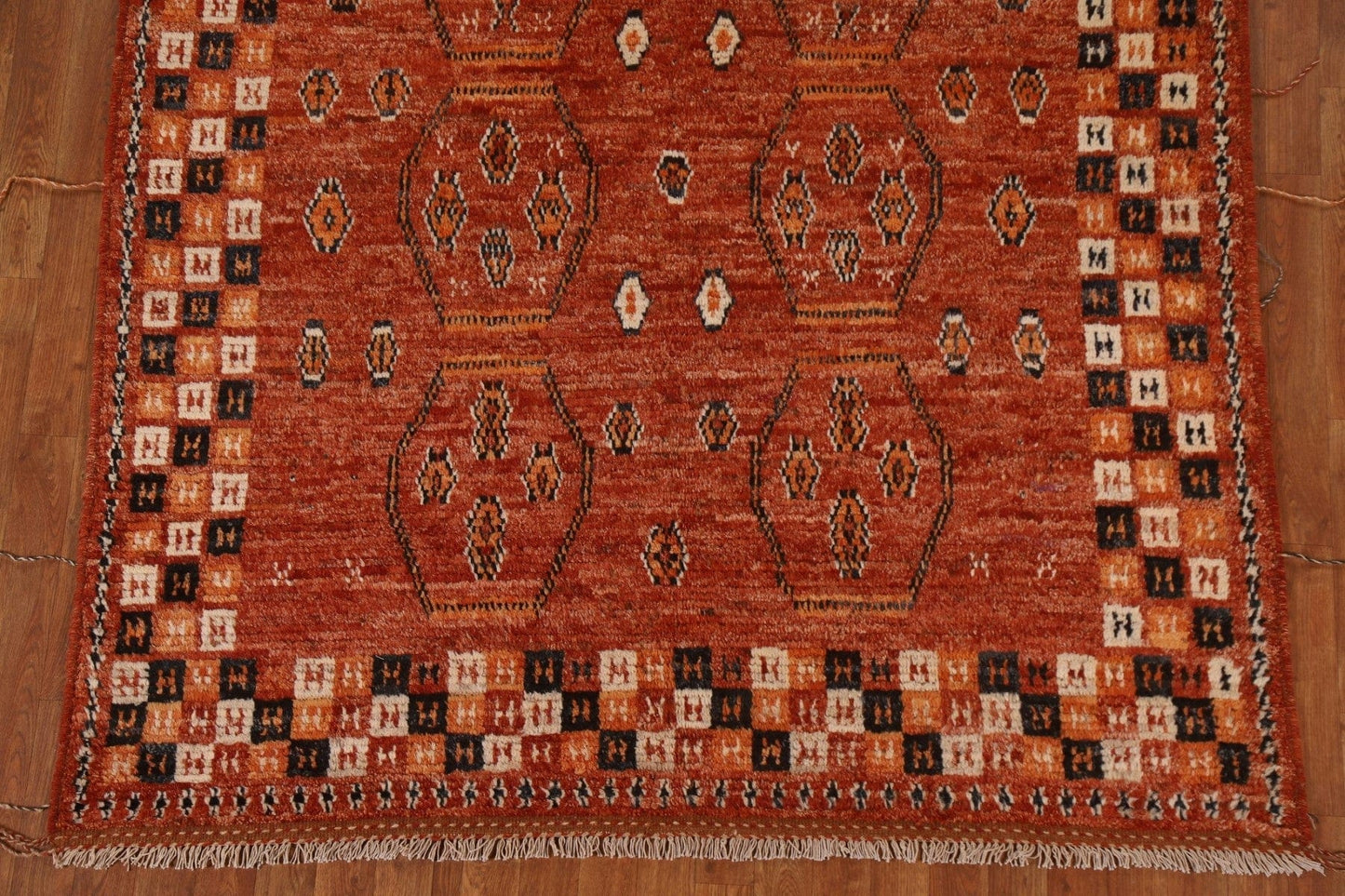 Orange Moroccan Tribal Wool Area Rug 6x8