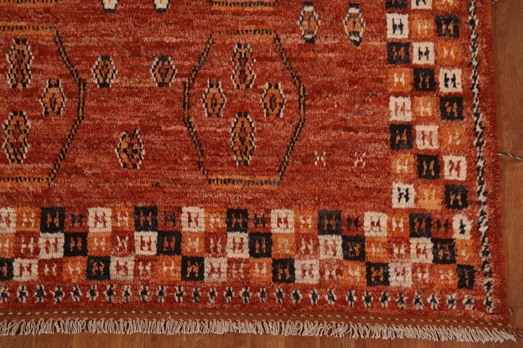 Orange Moroccan Tribal Wool Area Rug 6x8