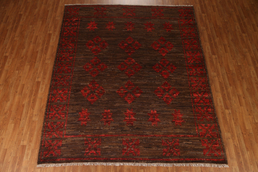 Dark Brown Moroccan Wool Area Rug 8x10