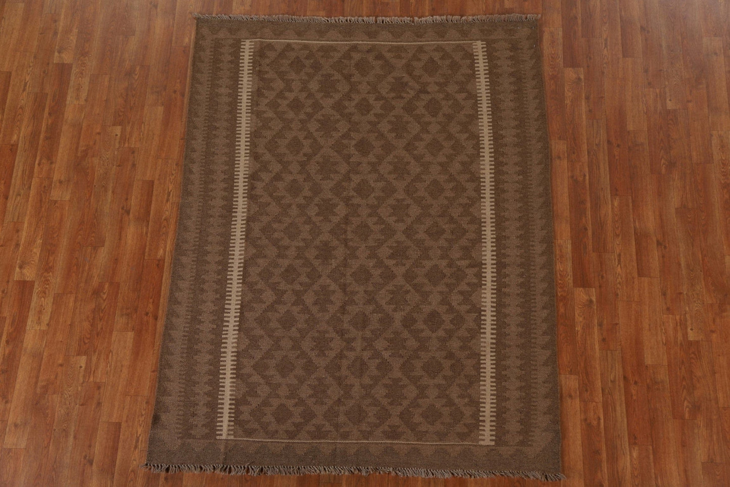 Brown Kilim Handmade Area Rug 5x6