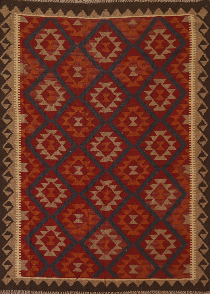 Geometric Wool Kilim Oriental Area Rug 5x7