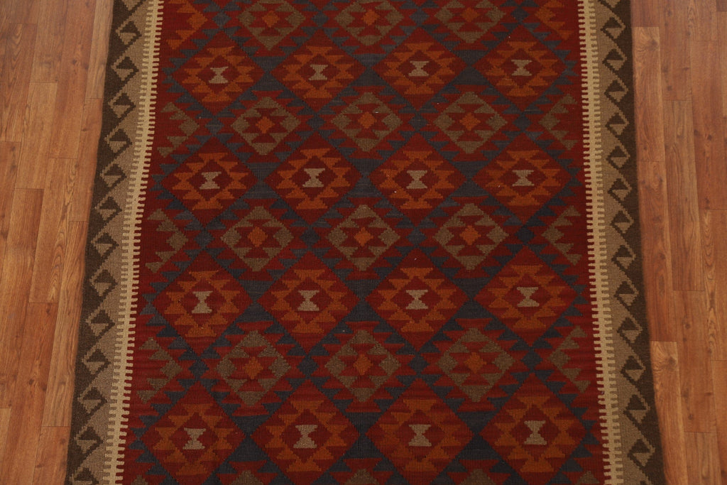 Geometric Kilim Wool Area Rug 5x7