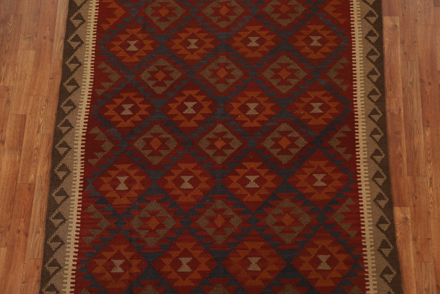 Geometric Kilim Wool Area Rug 5x7