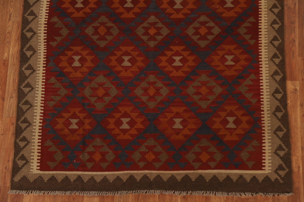 Geometric Kilim Wool Area Rug 5x7