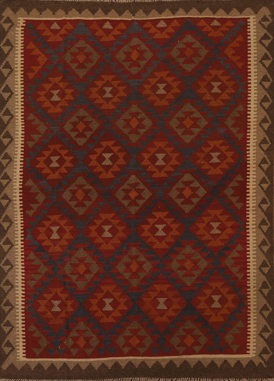 Geometric Kilim Wool Area Rug 5x7