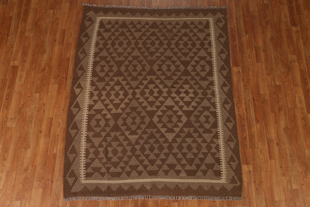 Geometric Kilim Oriental Wool Area Rug 5x7