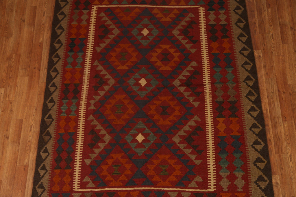 Geometric Kilim Wool Area Rug 5x7