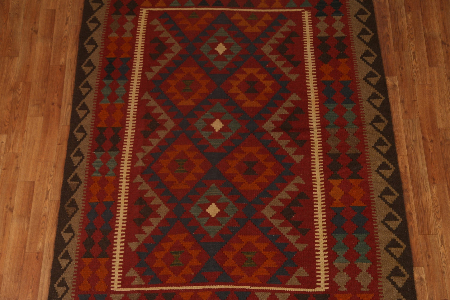 Geometric Kilim Wool Area Rug 5x7