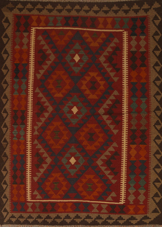 Geometric Kilim Wool Area Rug 5x7