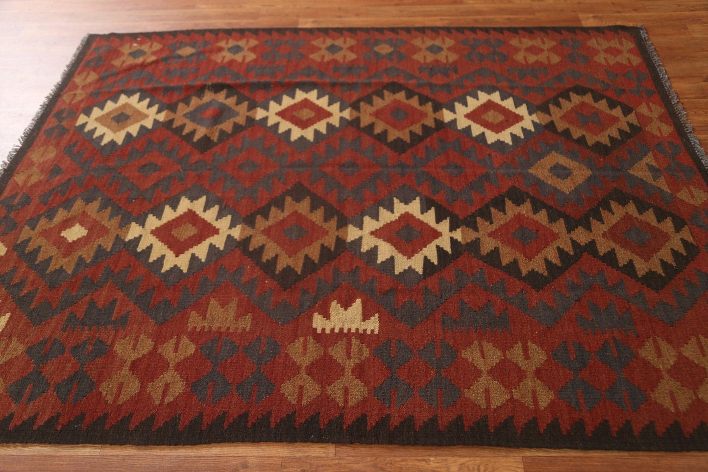 Tribal Kilim Wool Area Rug 5x6