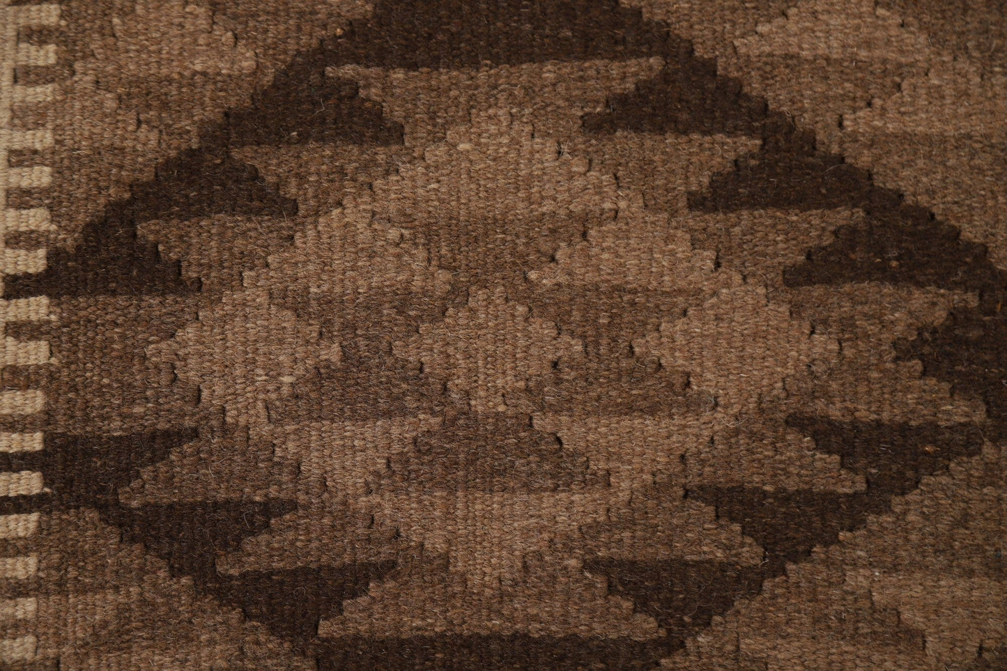 Brown Kilim Wool Area Rug 5x7