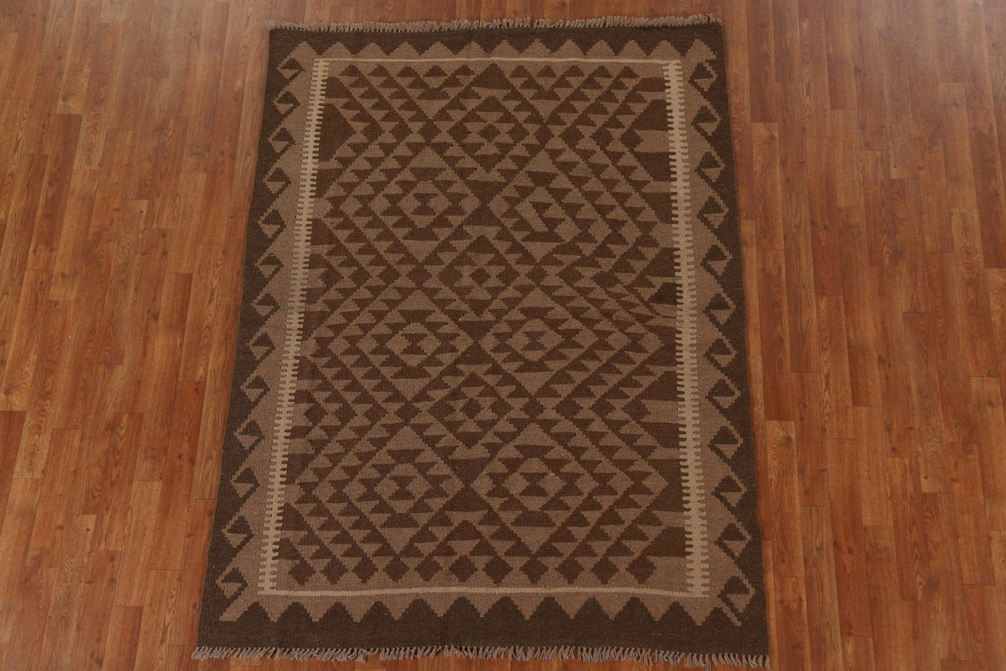 Geometric Kilim Wool Area Rug 5x7