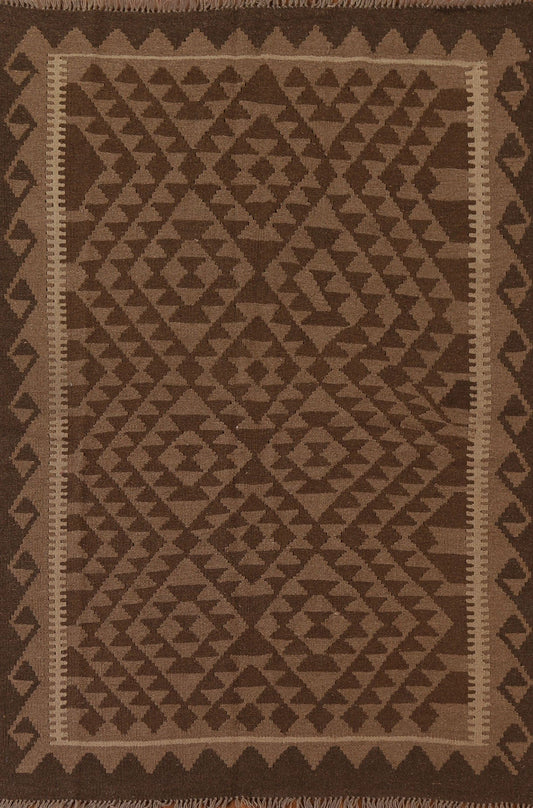 Geometric Kilim Wool Area Rug 5x7