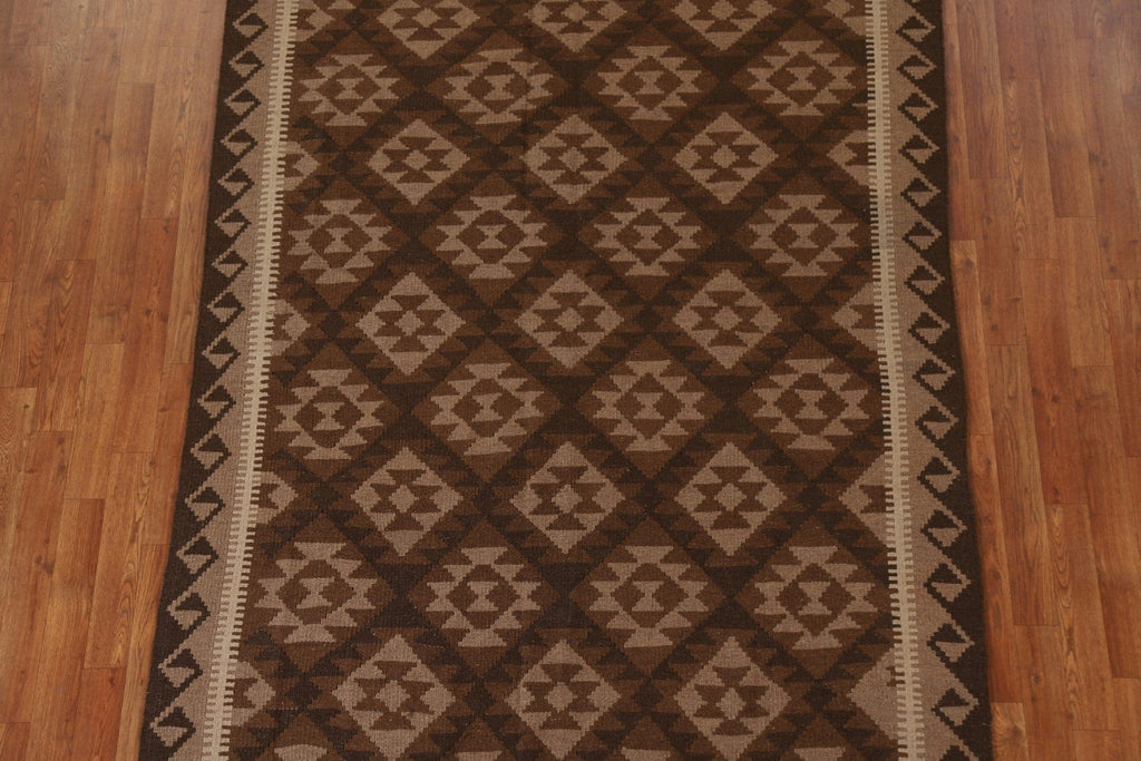 Brown Kilim Oriental Wool Area Rug 5x8