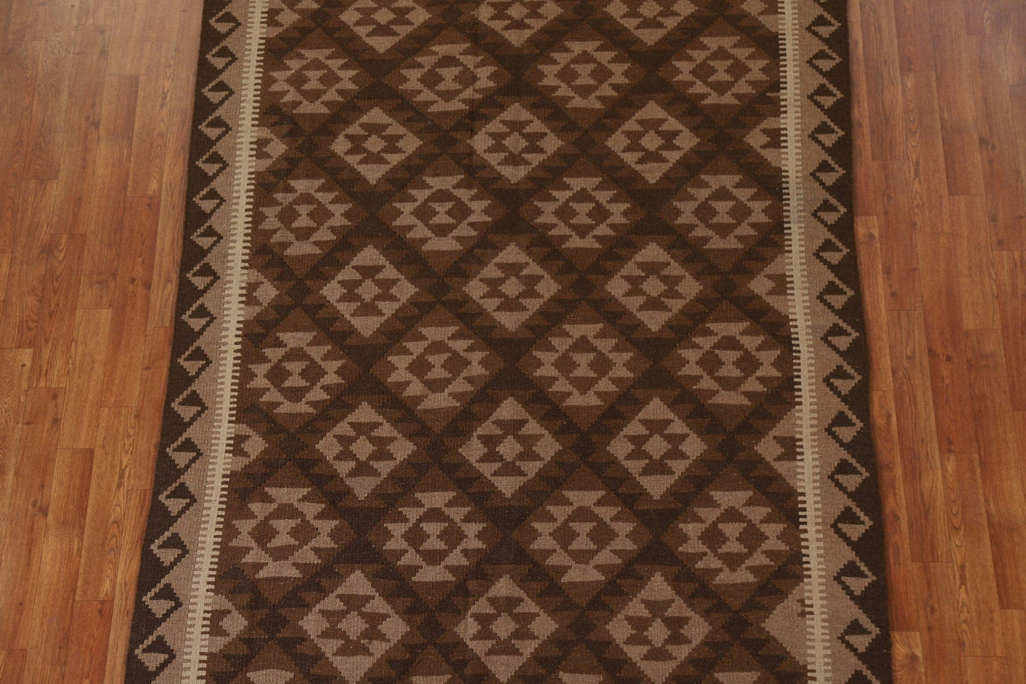 Brown Kilim Oriental Wool Area Rug 5x8