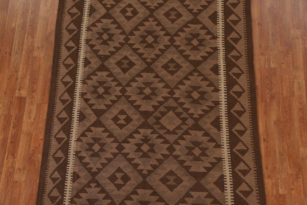 Brown Kilim Oriental Wool Area Rug 5x8