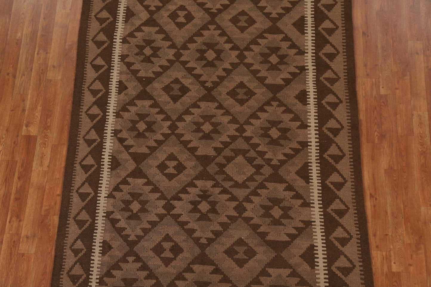 Brown Kilim Oriental Wool Area Rug 5x8