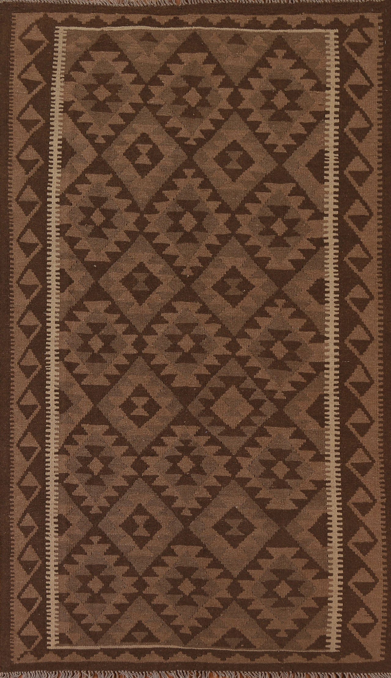 Brown Kilim Oriental Wool Area Rug 5x8