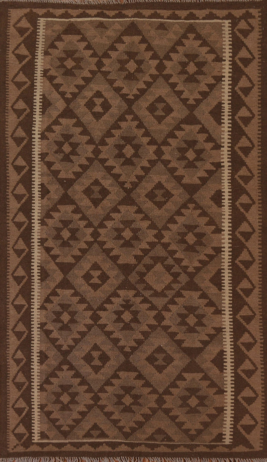 Brown Kilim Oriental Wool Area Rug 5x8