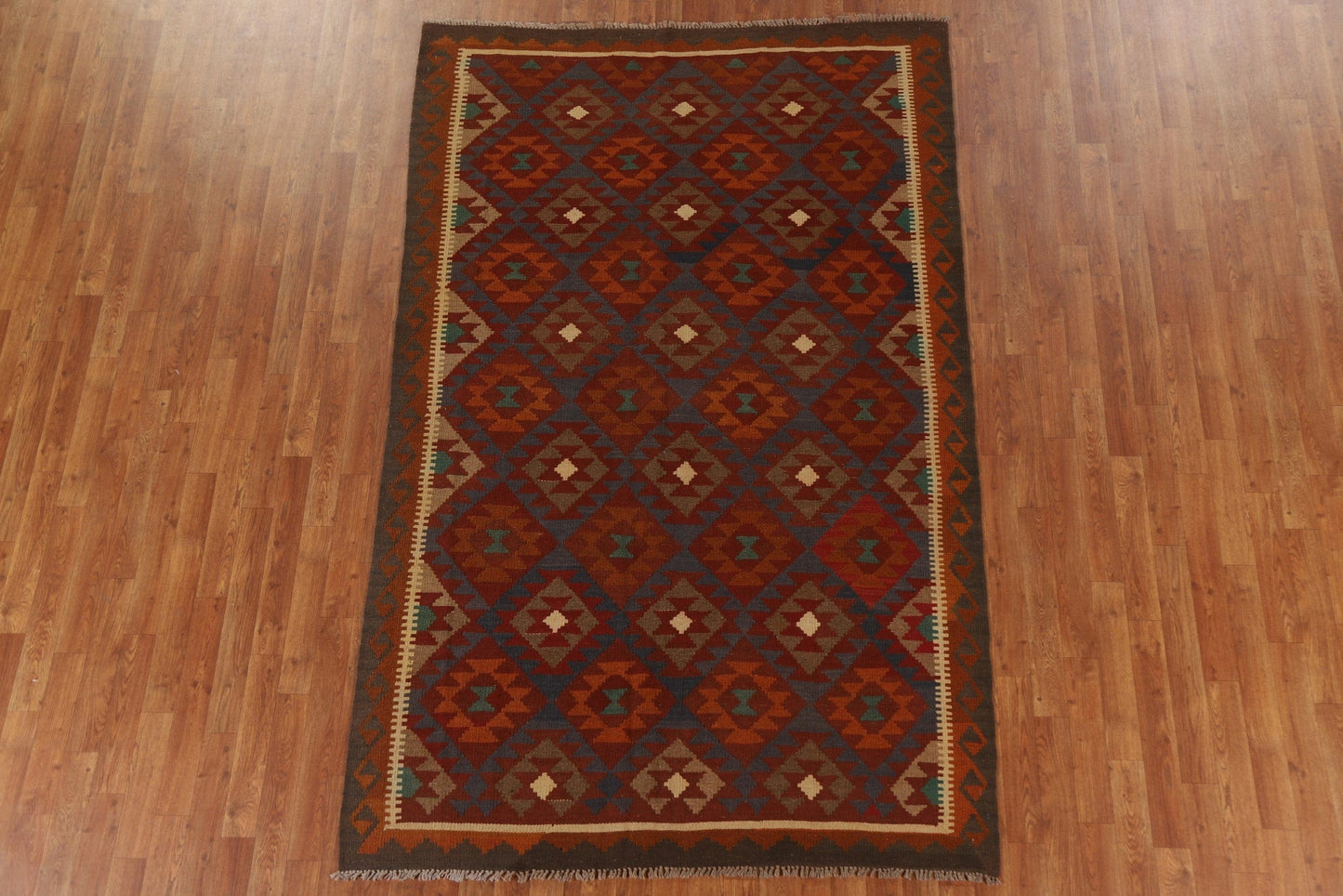 Geometric Kilim Oriental Wool Area Rug 5x8