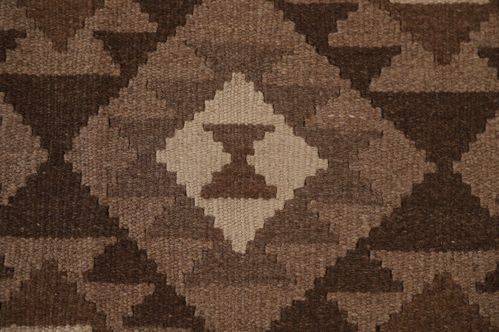 Brown Tribal Kilim Wool Area Rug 5x8