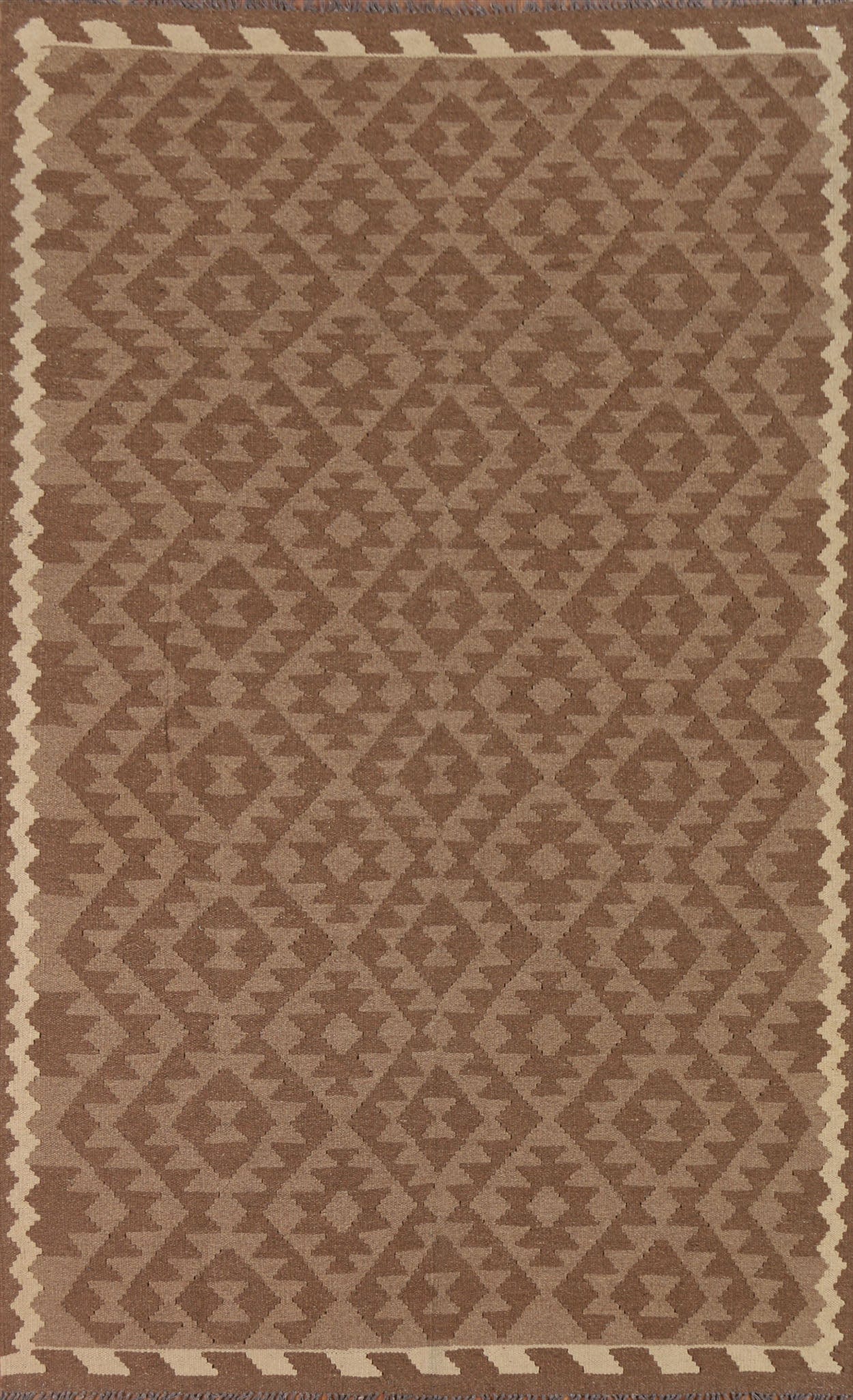 Brown Kilim Wool Area Rug 5x8