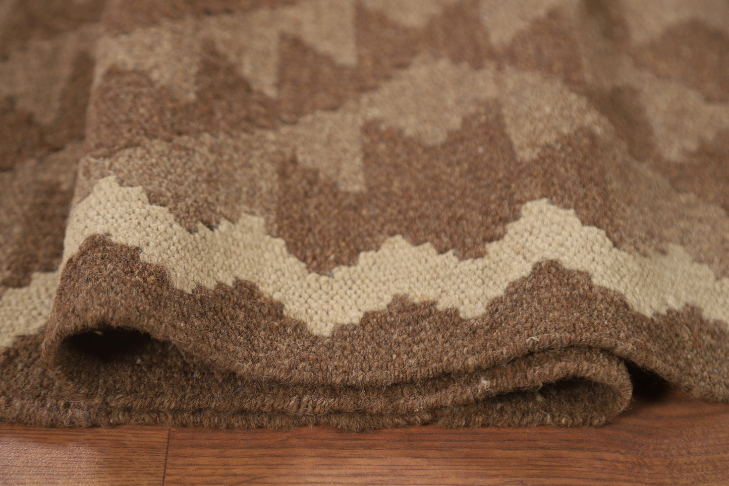 Brown Kilim Wool Area Rug 5x8