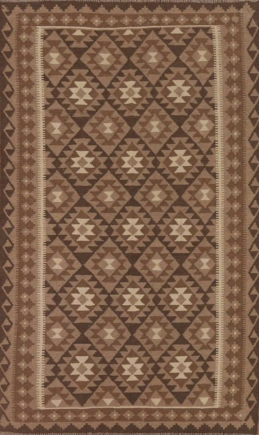 Geometric Kilim Wool Area Rug 5x8