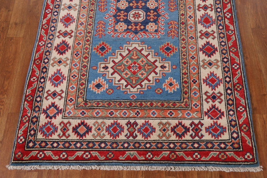 Geometric Kazak Blue Runner Rugs 3x19